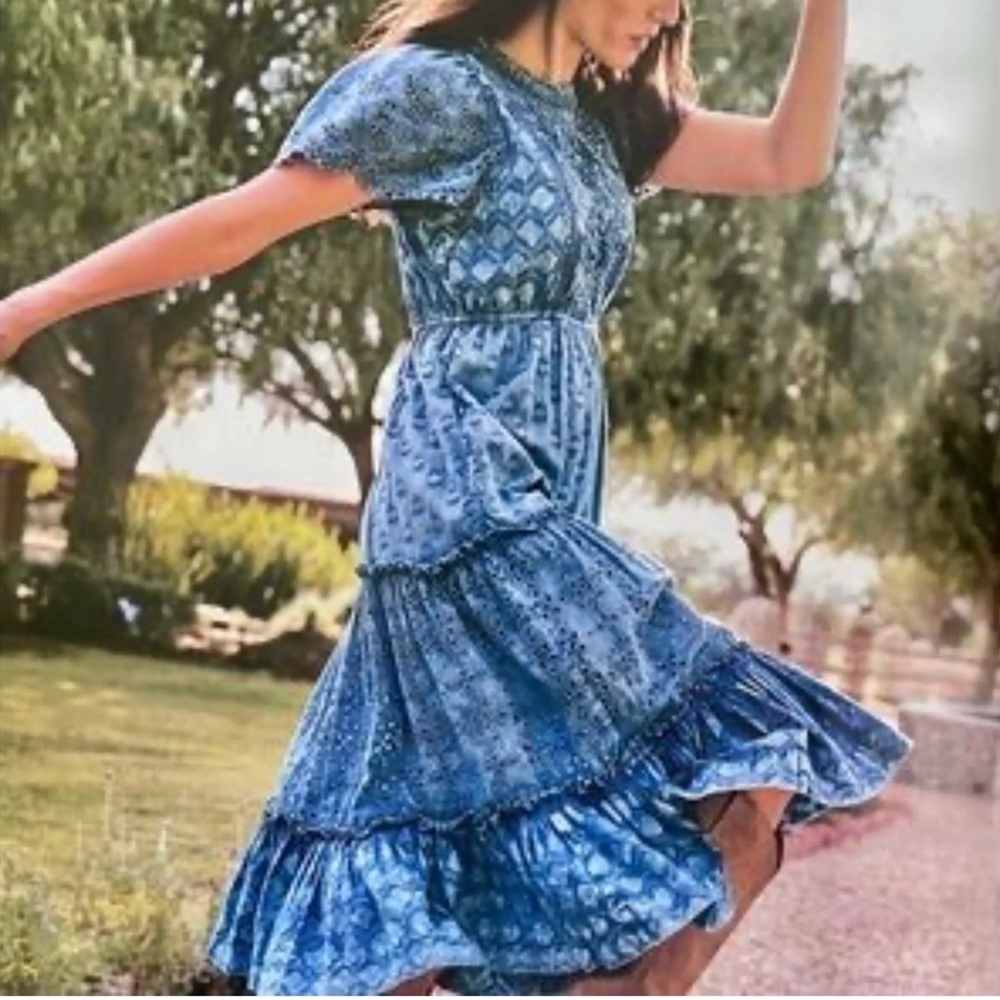 Sundance Blue Tiered Midi Dress